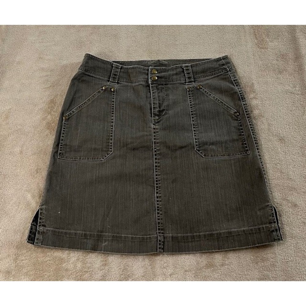 Kuhl Adventure Denim Skirt Women's Size 8 Light Brown A Line EUC
